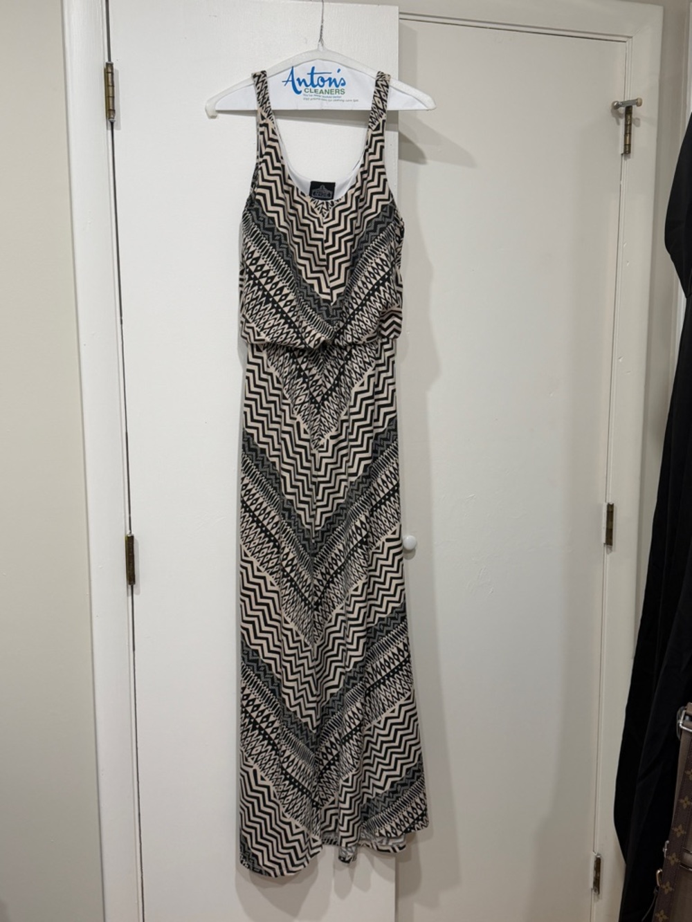 Angie Black and Cream Chevron Maxi Dress